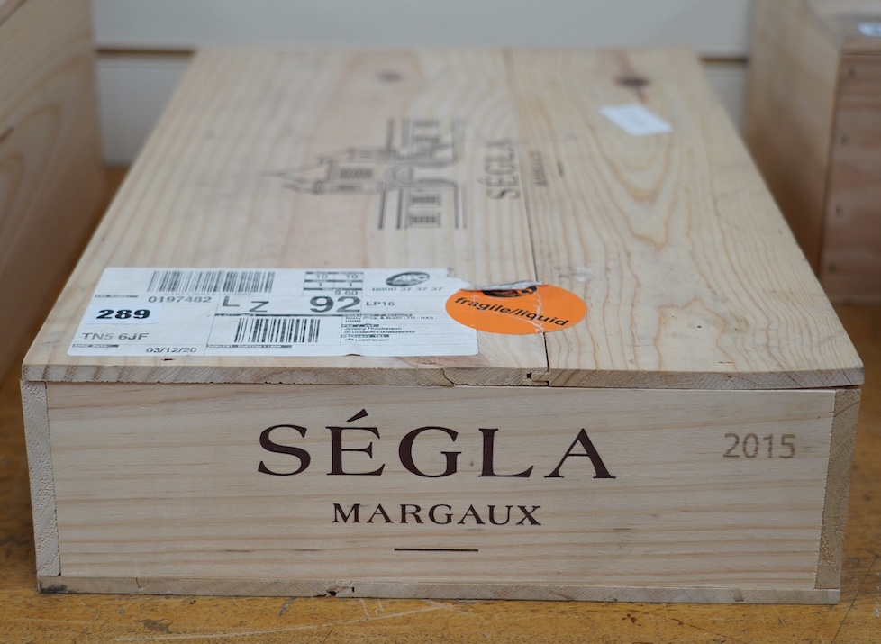 A sealed case of six bottles of Chateau Rauzan Segla 2015. Condition - good